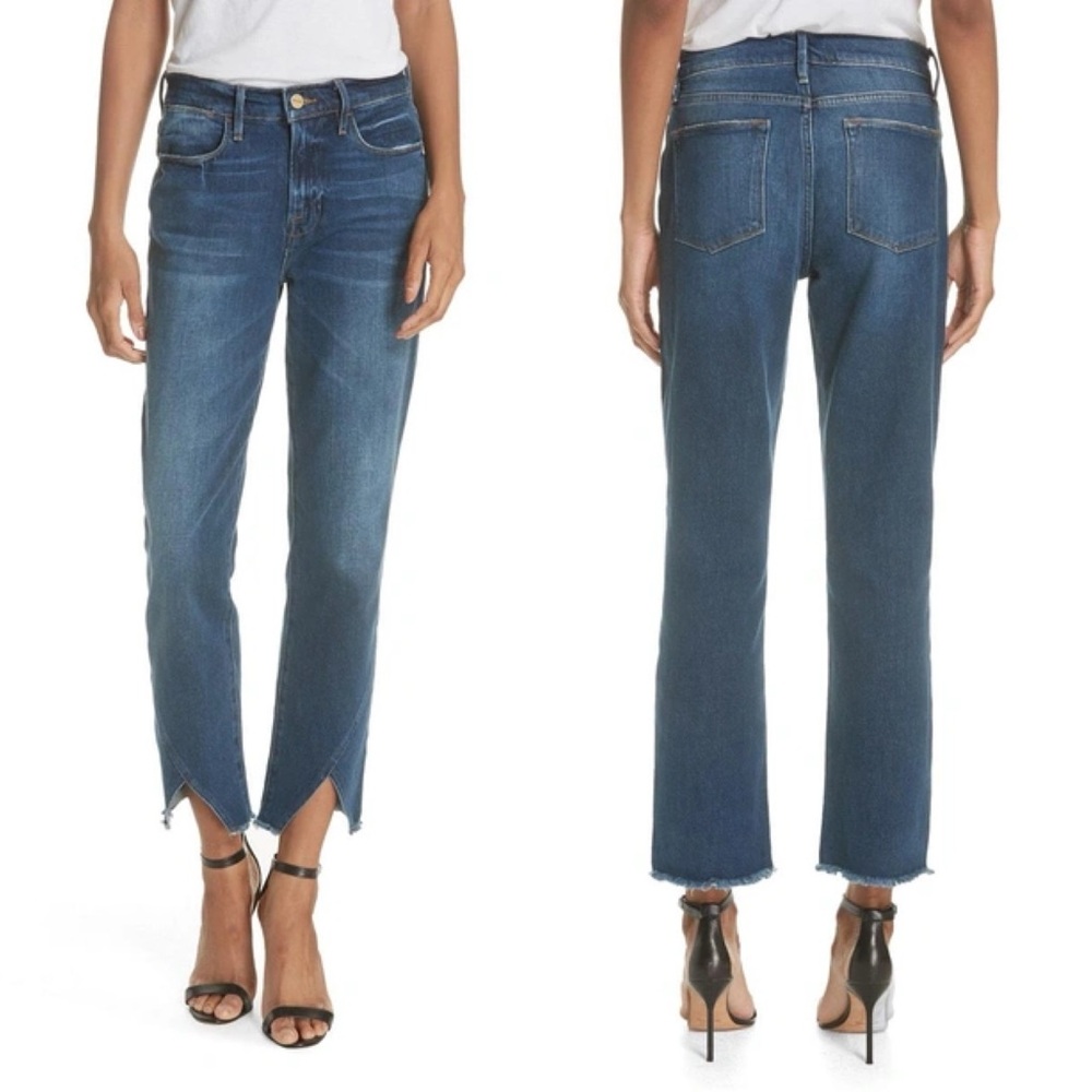 Frame | LE HIGH STRAIGHT ASYMMETRICAL HEM JEANS